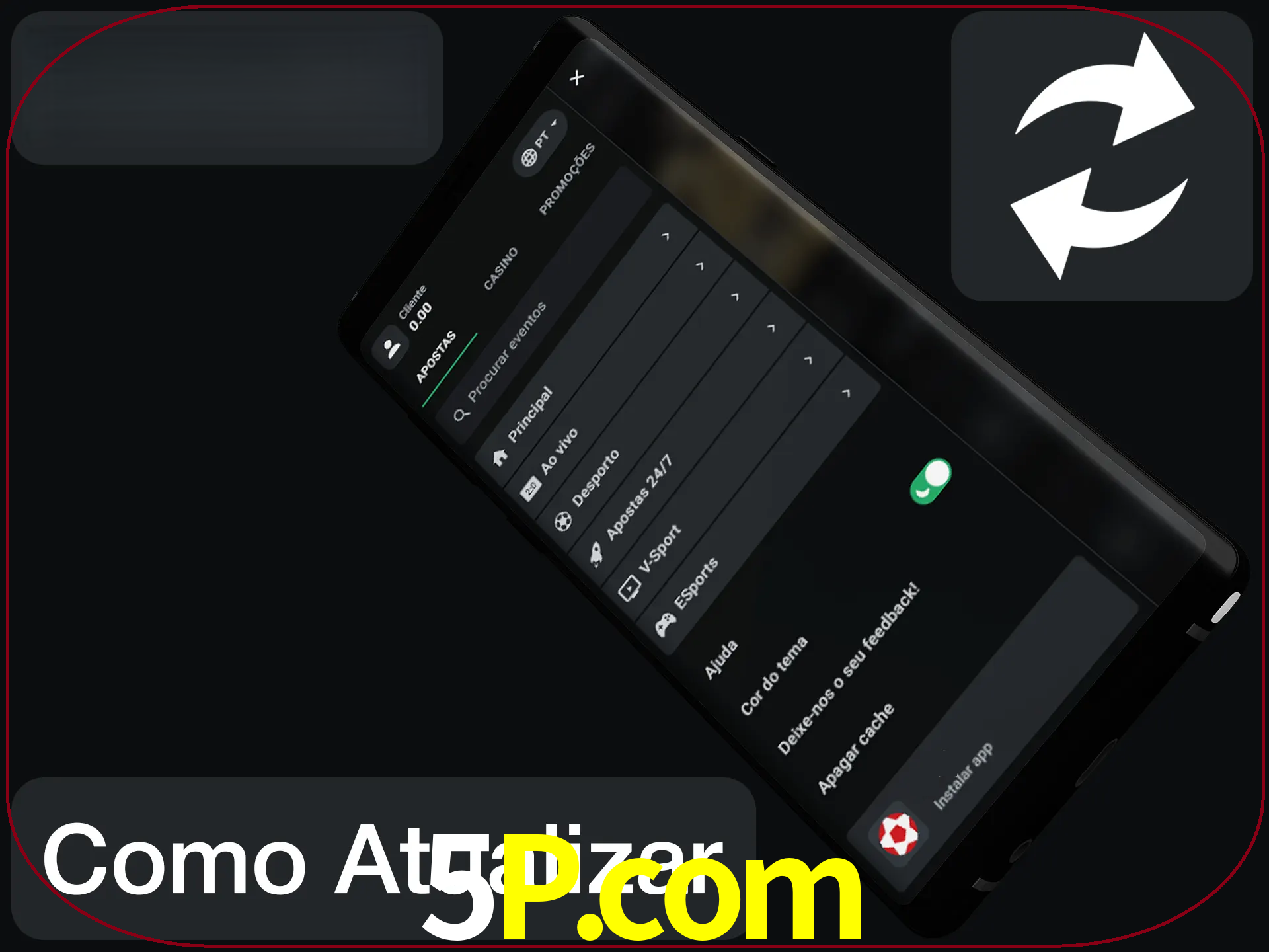 O aplicativo é atualizado automaticamente quando você faz o login.