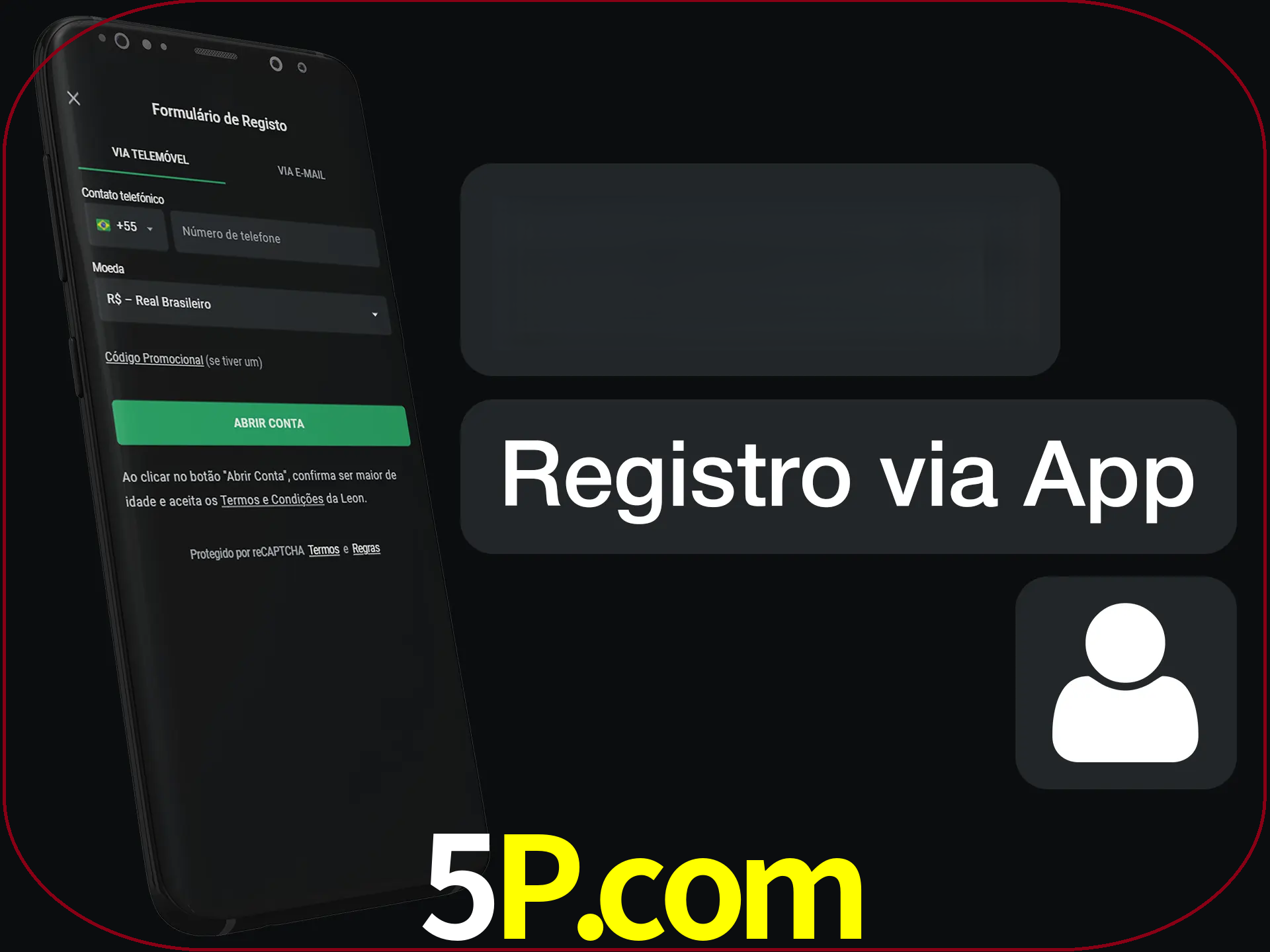 Registre-se com duas etapas usando o aplicativo.