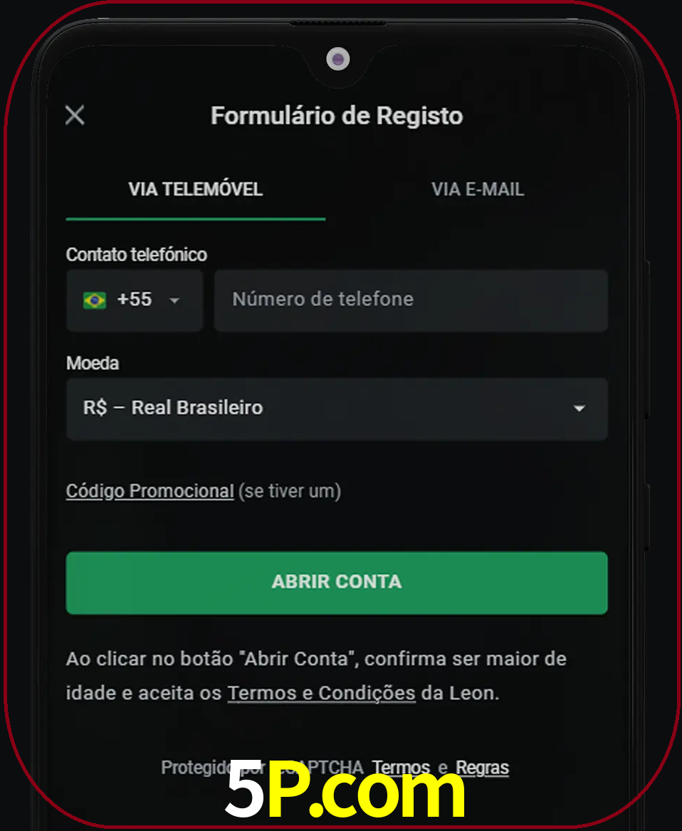 Abra o aplicativo e inicie o processo de registro.