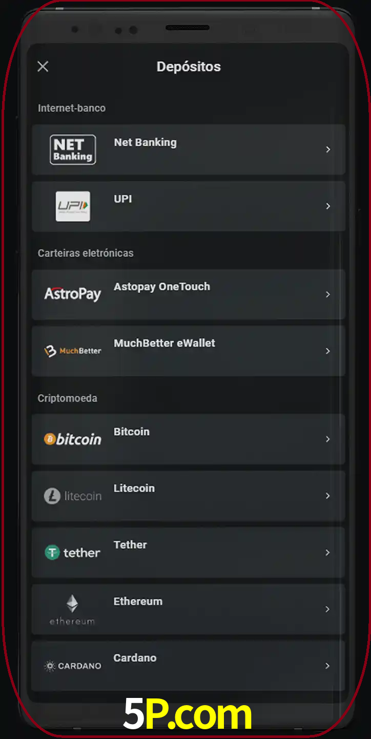 Você pode usar métodos alternativos de depósito.